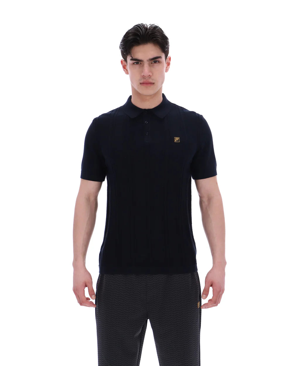 FILA Gold Barns Knitted Polo Shirt Black