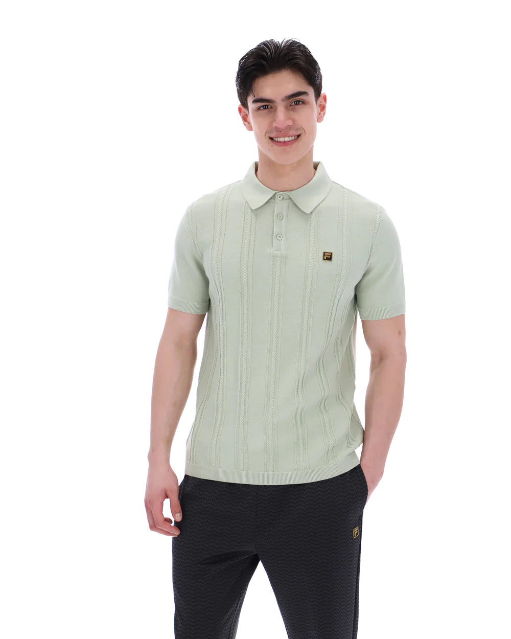 FILA Gold Barns Knitted Polo Shirt Sea Foam