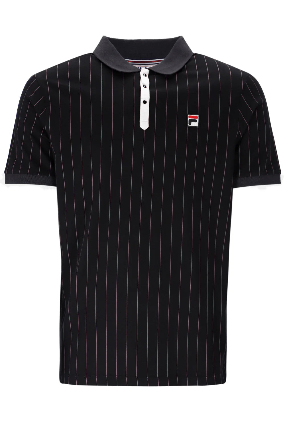 FILA BB1 Classic Vintage Striped Polo Shirt Black/Gardenia/Fig/Charcoal