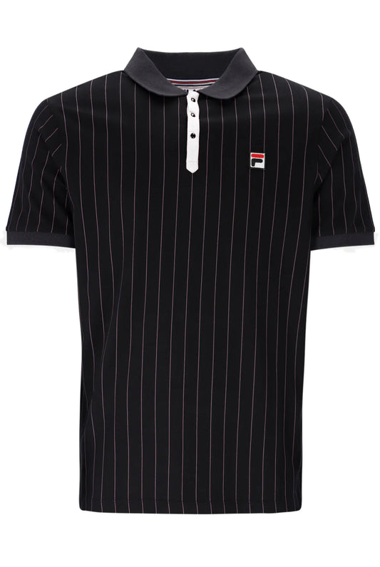 FILA BB1 Classic Vintage Striped Polo Shirt Black/Gardenia/Fig/Charcoal