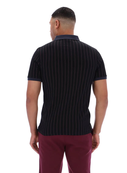 FILA BB1 Classic Vintage Striped Polo Shirt Black/Gardenia/Fig/Charcoal