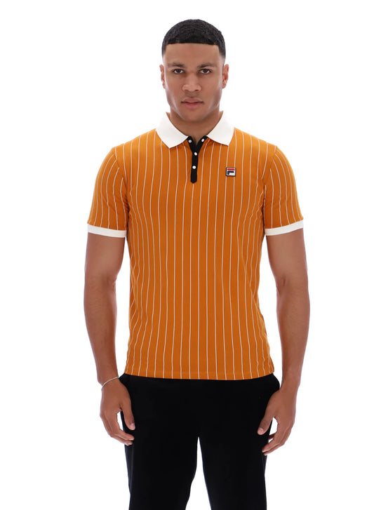 FILA BB1 Classic Vintage Striped Polo Shirt Pumpkin Spice/Gardenia/Black
