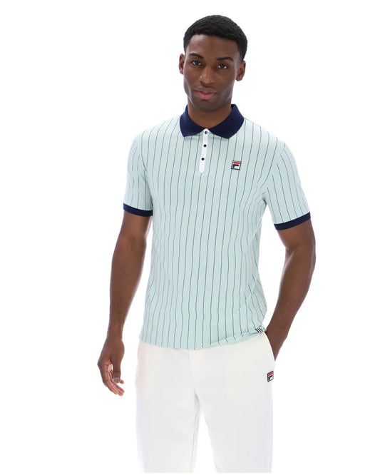 FILA Vintage BB1 Classic Striped Polo Shirt Surf Spray/Navy/White