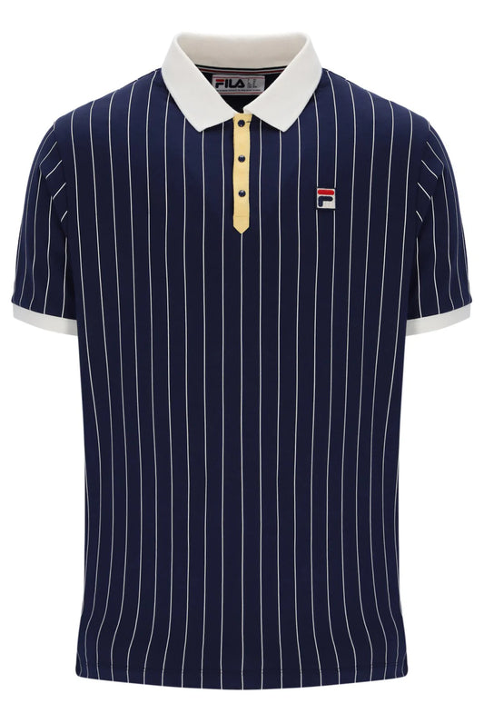 FILA BB1 Classic Vintage Striped Polo Shirt Navy/Raffia/Gardenia