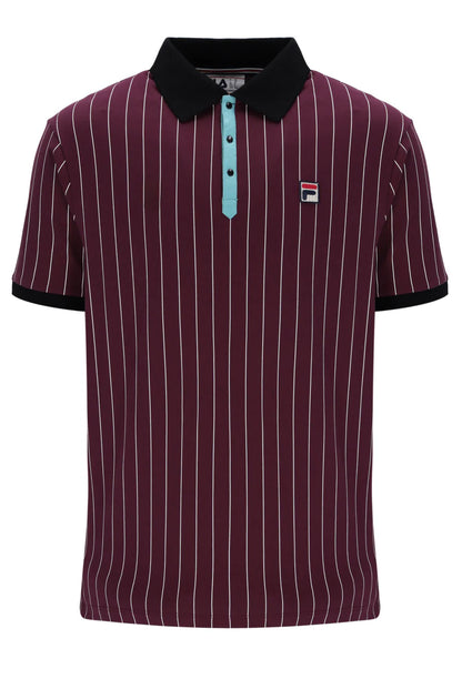 FILA BB1 Classic Vintage Striped Polo Shirt Fig/Milky Blue/Gardenia/Black