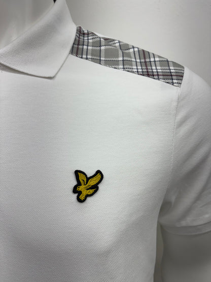 Lyle & Scott Check Panelled Polo Shirt White
