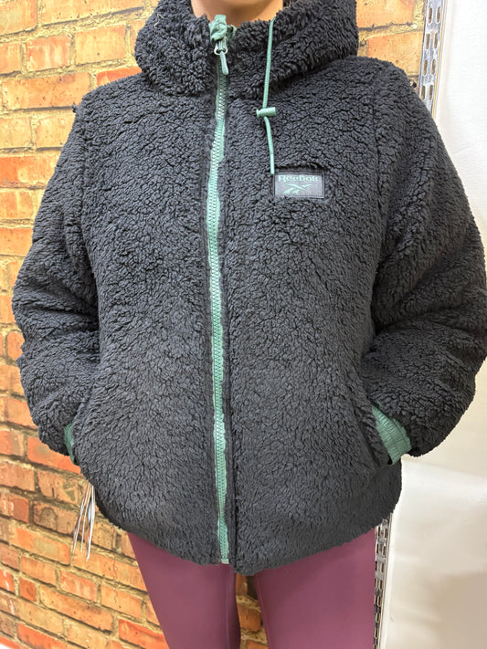 Reebok Ladies Reversible Puffer Sherpa Jacket Hunter Green