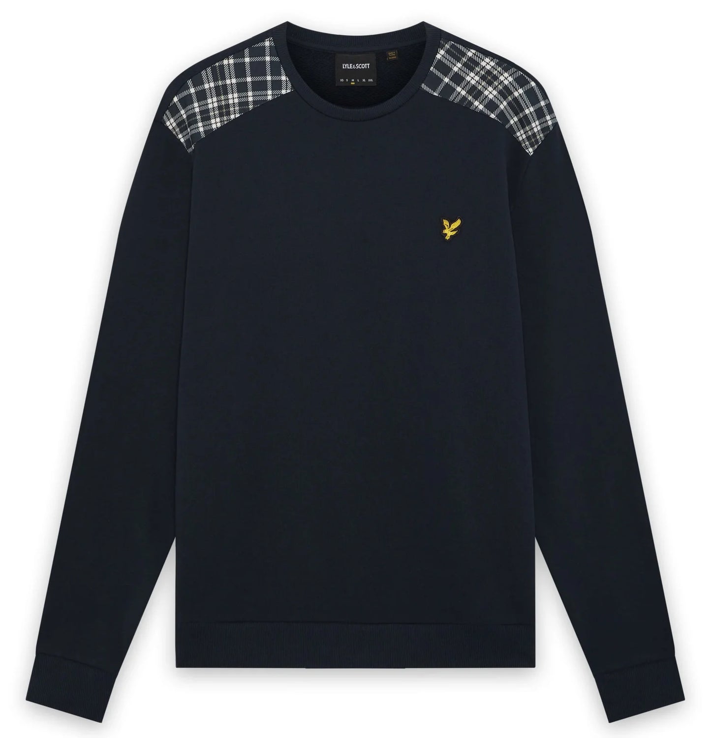 Lyle & Scott Check Panelled Crewneck Sweatshirt Dark Navy
