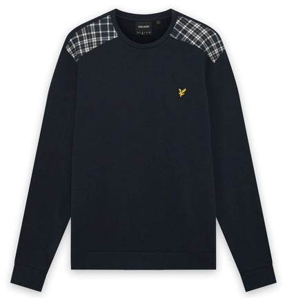 Lyle & Scott Check Panelled Crewneck Sweatshirt Dark Navy