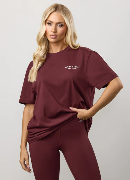 Gym King Ladies Compose Boyfriend T-Shirt Deep Cherry