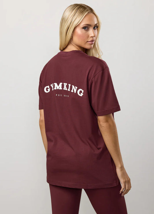 Gym King Ladies Compose Boyfriend T-Shirt Deep Cherry
