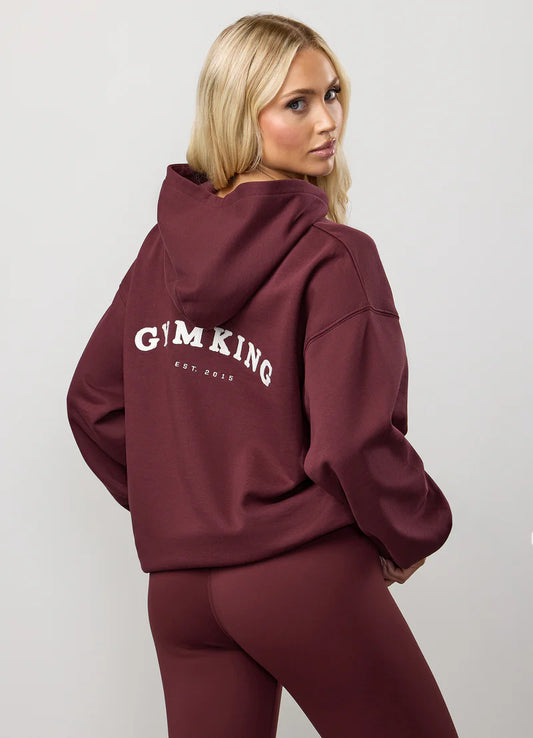 Gym King Ladies Composed Oversized Hoodie Deep Cherry