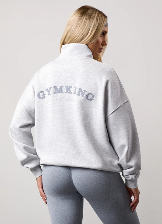 Gym King Ladies Compose Full Zip Funnel Snow Marl