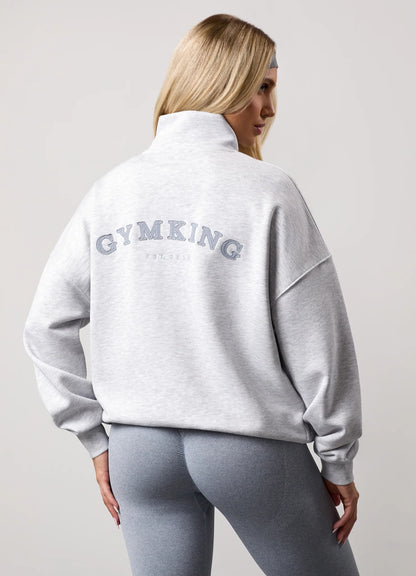 Gym King Ladies Composed Full Zip Funnel Snow Marl