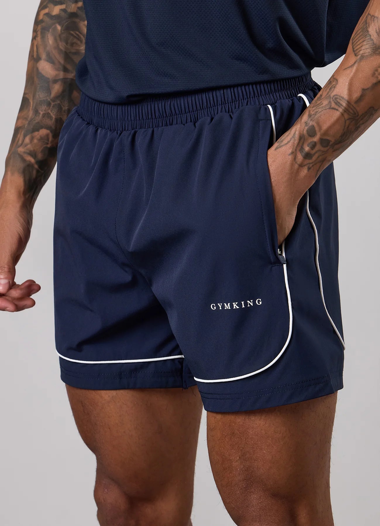 Gym King Core Piped Short Navy