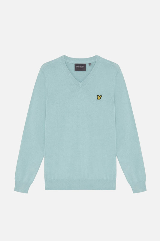 Lyle & Scott Cotton V Neck Jumper Opal Blue