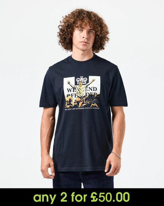 Weekend Offender Leo Gregory Graphic T-Shirt Navy