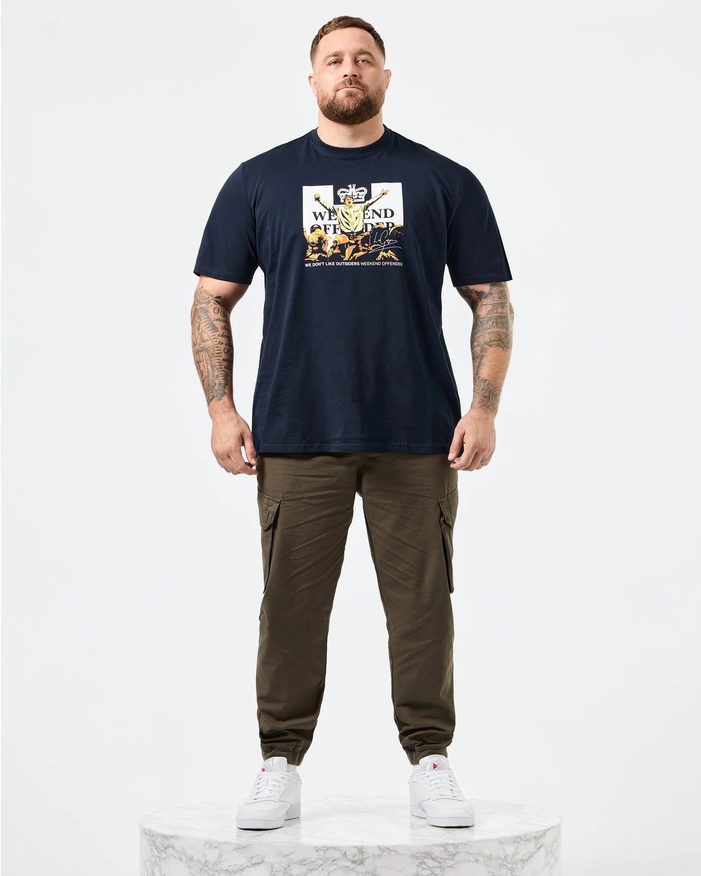 Weekend Offender Plus Size Leo Gregory Graphic T-Shirt Navy