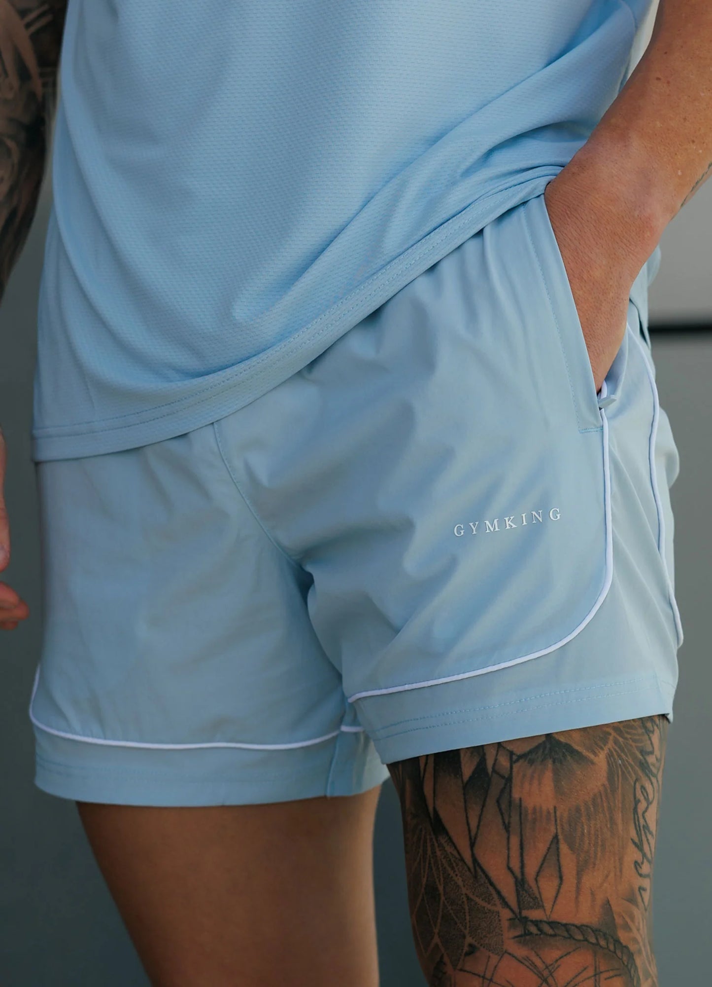 Gym King Core Piped Short Fresh Blue