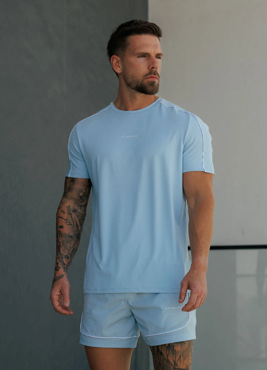 Gym King Core Piped T-Shirt Fresh Blue