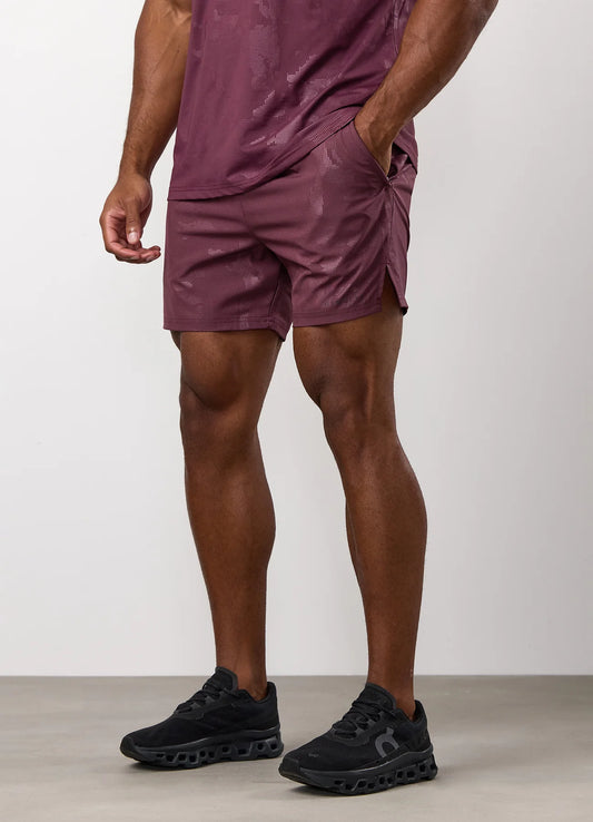Gym King Debossed Camo Short 5” Mulberry