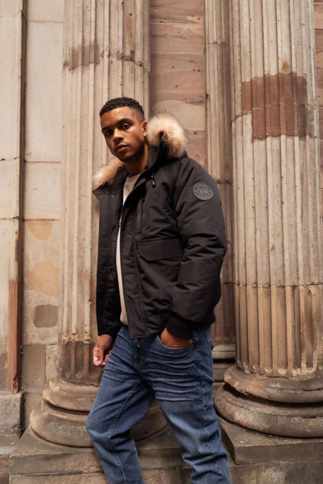 Valere Milano Flight Short Parka Jacket Black