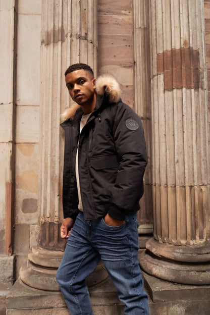 Valere Milano Flight Short Parka Jacket Black