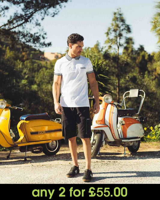 Lambretta Two Tone Polo Shirt White