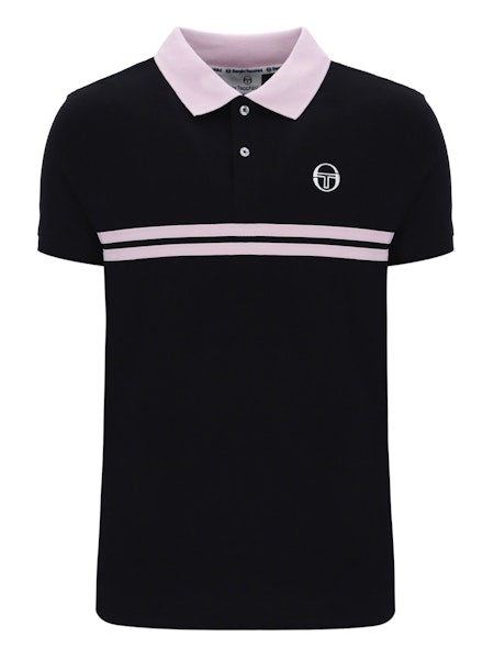 Sergio Tacchini Supermac Polo Shirt Black/Light Lilac/White