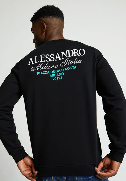 Alessandro Zavetti Montanelli Sweatshirt Jet Black/White/Tiffany
