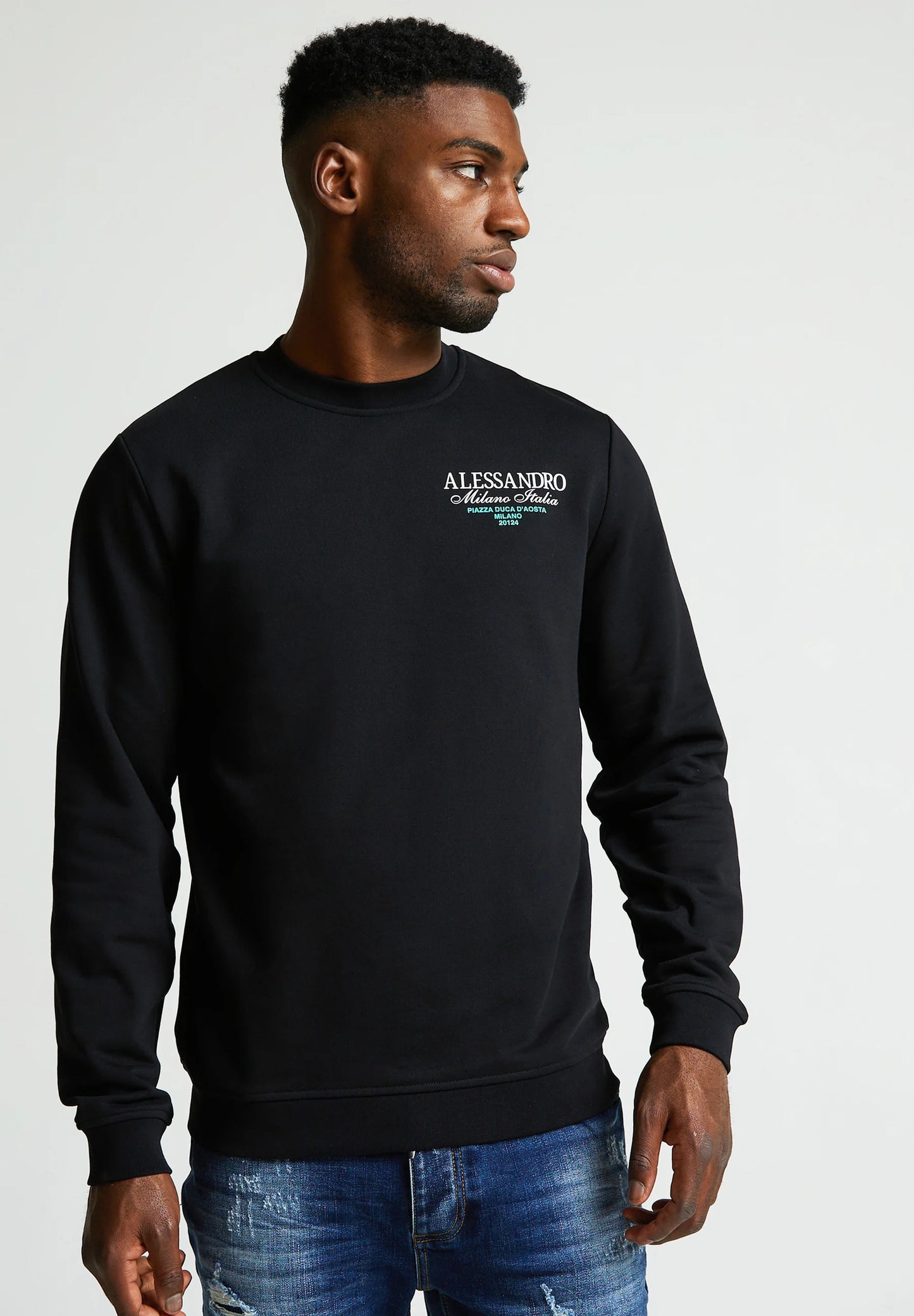 Alessandro Zavetti Montanelli Sweatshirt Jet Black/White/Tiffany
