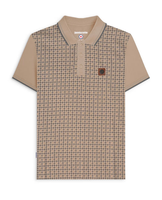 Lambretta Houndstooth Polo Shirt Cashew