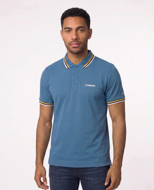 Lambretta Triple Tipped Polo Shirt Dark Blue (Gold/Navy/Jet Stream)