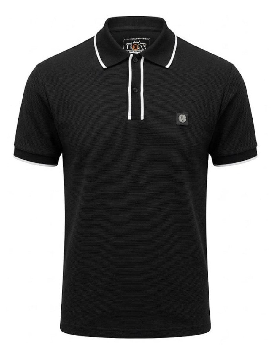 Trojan Mono Ottoman Rib Polo Black