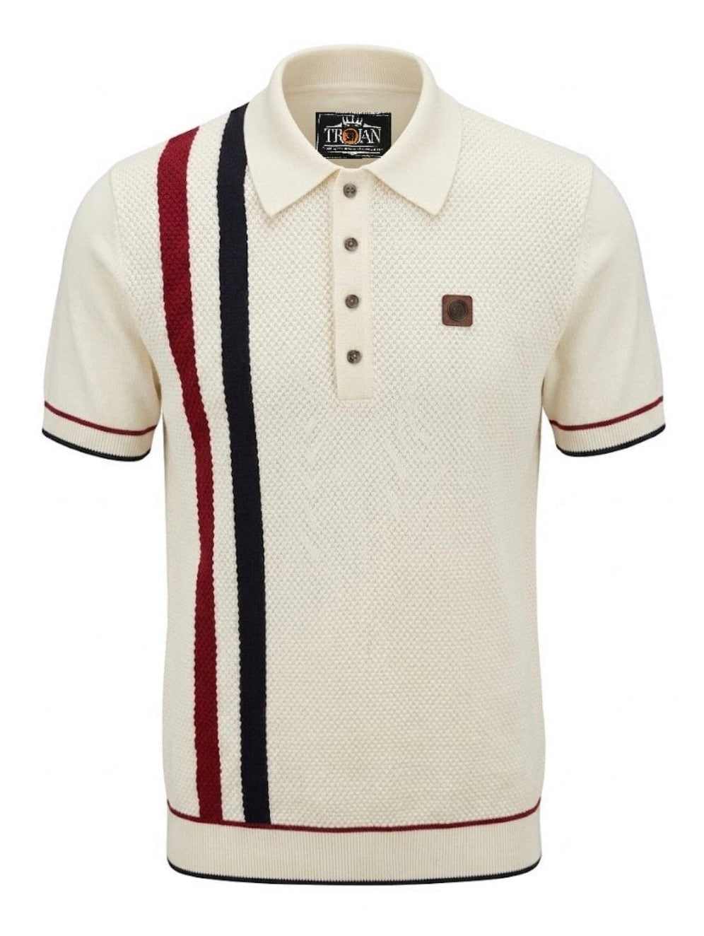 Trojan Racing Stripe Fine Gauge Polo Cream