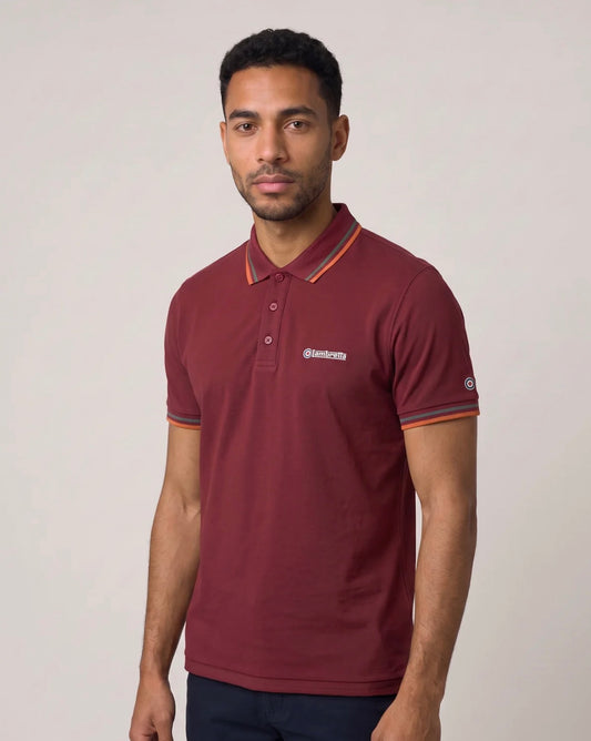 Lambretta Twin Tipped Polo Shirt Burgundy (Thunderstorm/Rustic Brown)