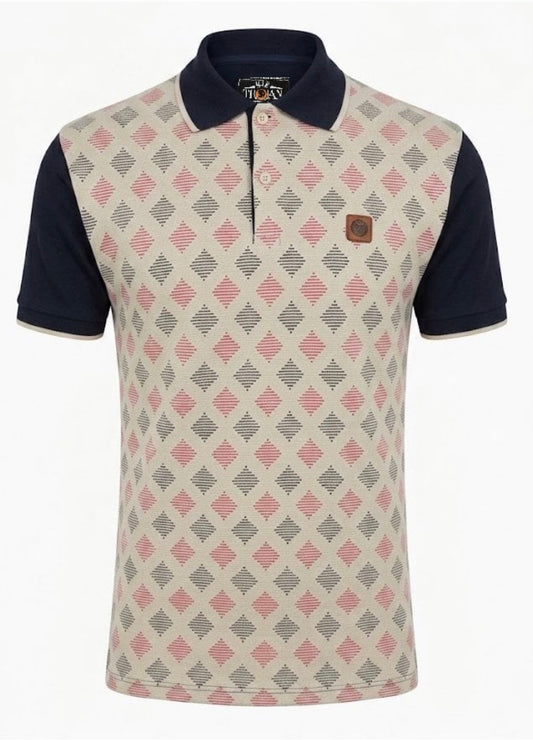 Trojan Ottoman Diamond Panel Polo Navy