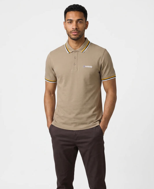 Lambretta Triple Tipped Polo Shirt Lead Grey (Gold/Navy/Jet Stream)