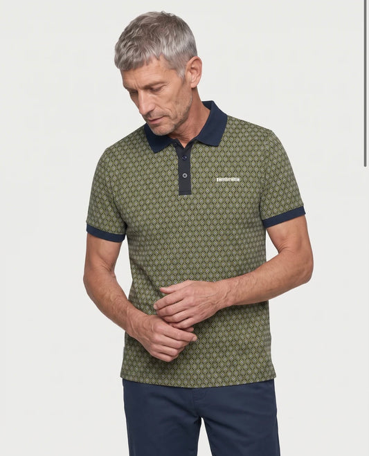 Lambretta Geo Roundel Polo Shirt Navy/Sage/Grey