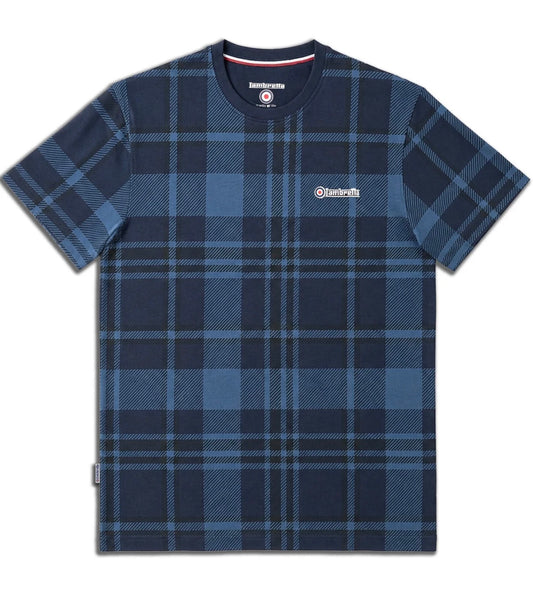 Lambretta Tartan Check T- Shirt Dark Navy