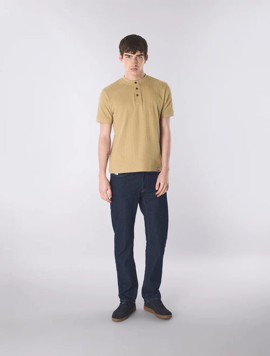 Pretty Green Zephlyn Texture Grandad Knit T-Shirt Taupe