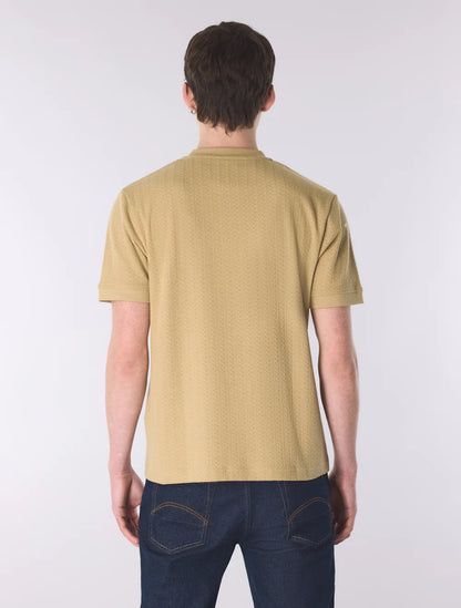 Pretty Green Zephlyn Texture Grandad Knit T-Shirt Taupe