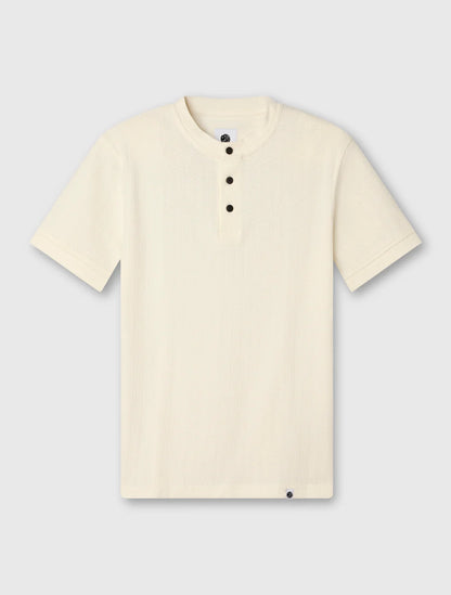 Pretty Green Zephlyn Texture Grandad Knit T-Shirt White