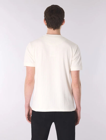 Pretty Green Zephlyn Texture Grandad Knit T-Shirt White