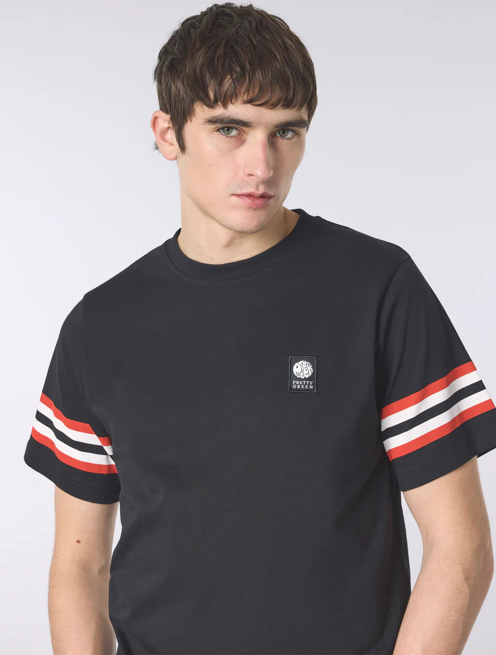 Pretty Green Stratosphere Sleeve Stripe T-Shirt Black