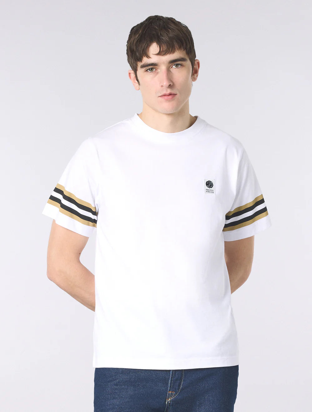 Pretty Green Stratosphere Sleeve Stripe T-Shirt White