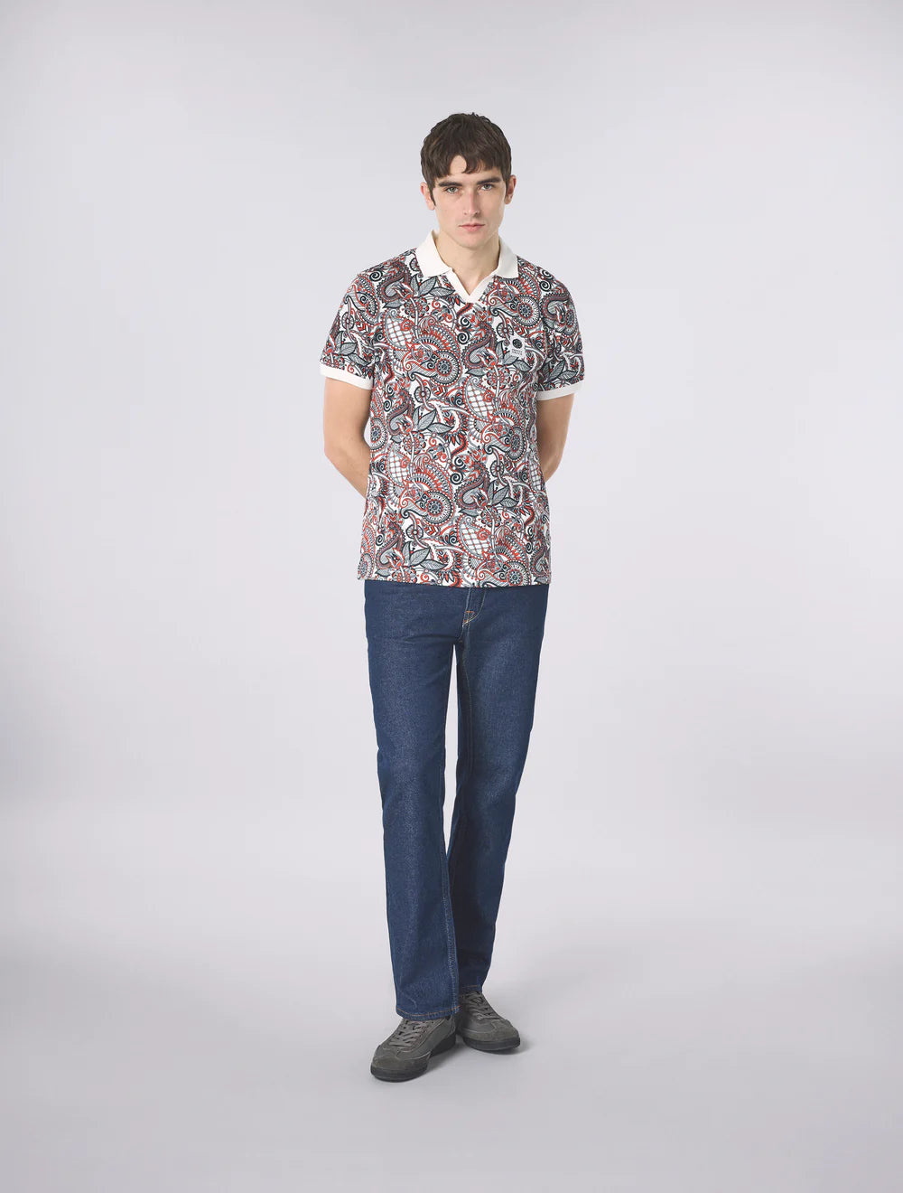 Pretty Green Resonance Printed Polo Shirt Multi