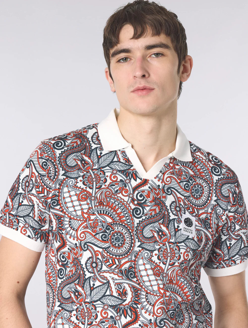 Pretty Green Resonance Printed Polo Shirt Multi
