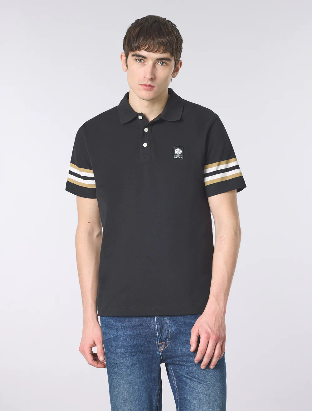 Pretty Green Stratosphere Sleeve Stripe Polo Shirt Black