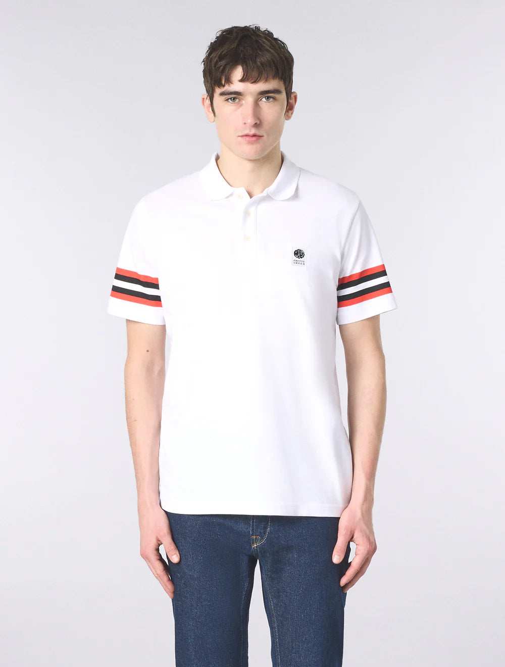 Pretty Green Stratosphere Sleeve Stripe Polo Shirt White